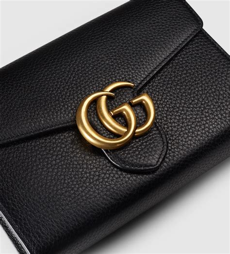 gucci black leather interlocking gg wallet on chain|Gucci signature wallet on chain.